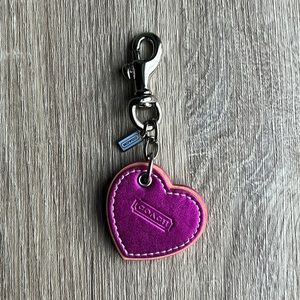 Coach Leather Pink Heart Charm Key-fob